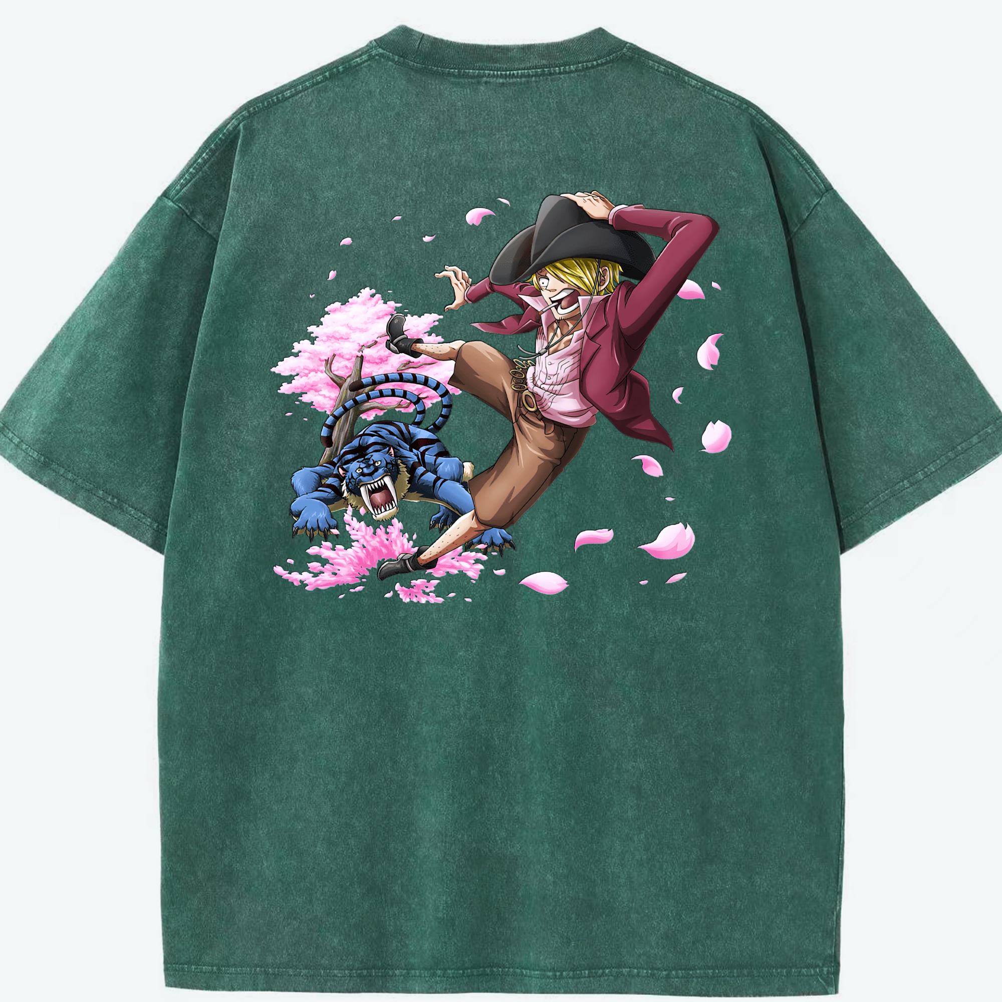 （画像用） ワンピース サンジ ONE PIECE Sanji 綿100% ヴィンテージ風 半袖Tシャツ（背面プリント）